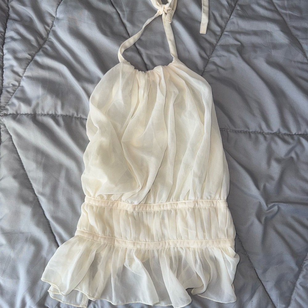 SHEIN Cream Halter Blouse